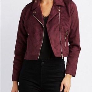 Burgundy Suede Moto Jacket